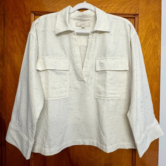 LOFT Tops - LOFT Women's Ivory Flecked V-Neck Pocket Popover